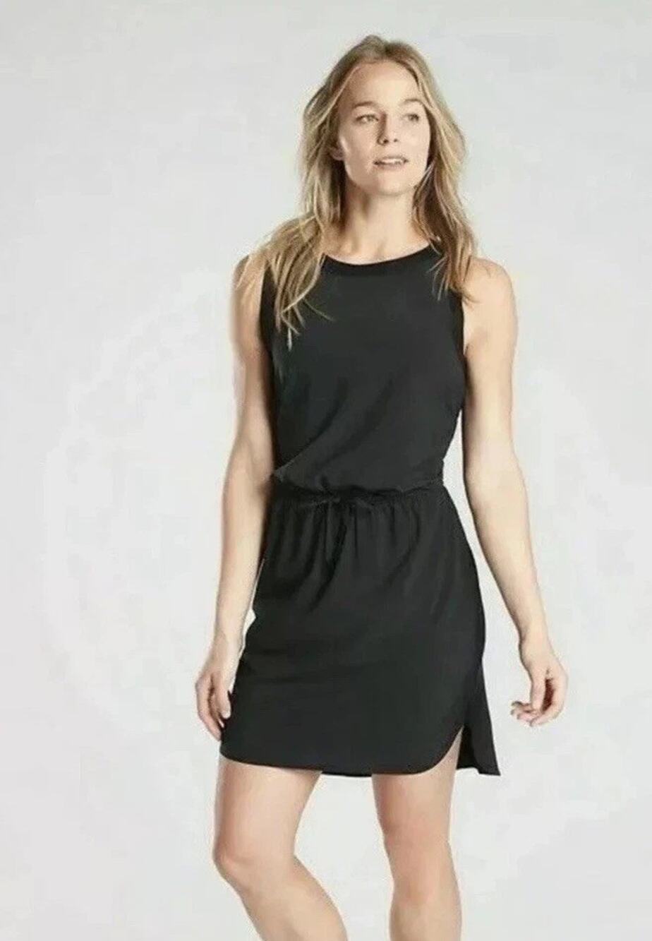 Athleta Rincon Black Sleeveless Dress Casual Travel Activewear - Women’s M